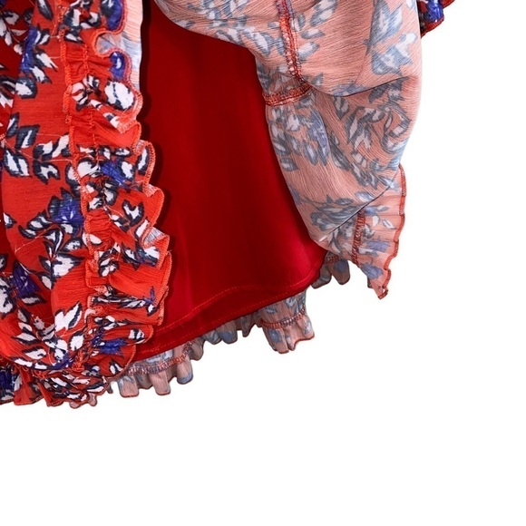 L'ATISTE by Amy‎ Anthropologie Red Floral Long Sleeve Open Back Short Dress Sz S - Picture 5 of 14